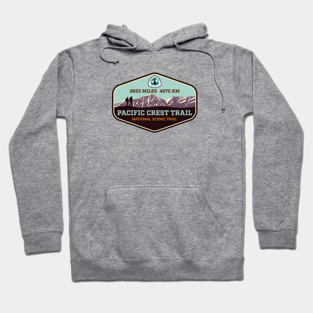 Pacific Crest Trail - California Oregon Washington - colorful trail hiking badge Hoodie by TGKelly